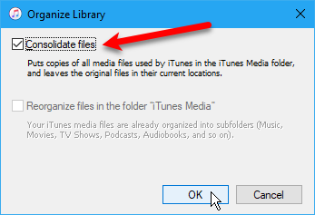 iTunes consolida i file