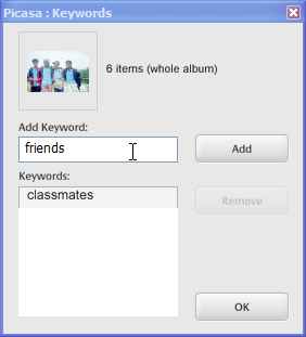 Picasa - Parole chiave per le foto