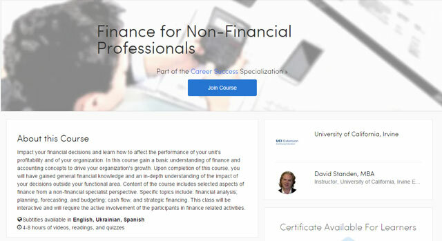 Coursera - Finanza per professionisti non finanziari