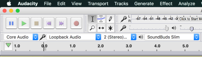 registrazione di loopback mac audacity