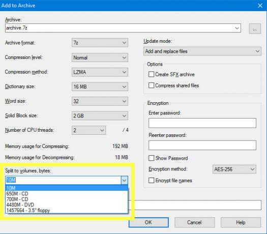 7zip diviso in volume