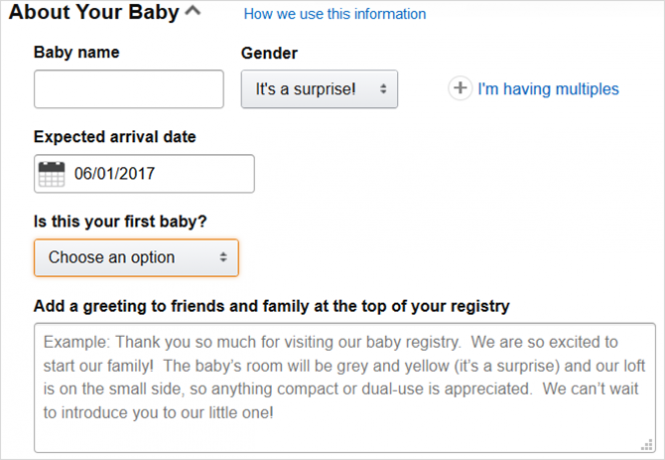 amazon baby register sul tuo bambino