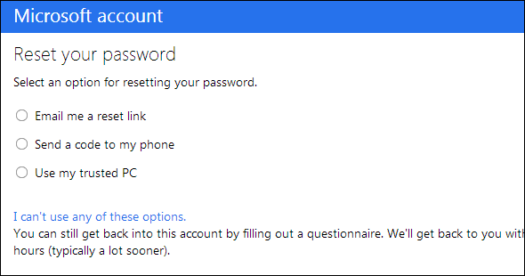 ripristino password di Windows 8