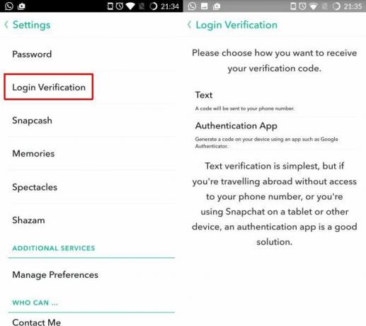 verifica dell'accesso a snapchat