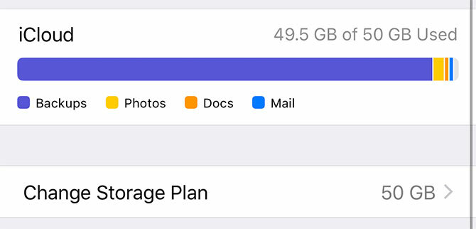 backup dell'iPhone: modifica del piano di archiviazione iCloud
