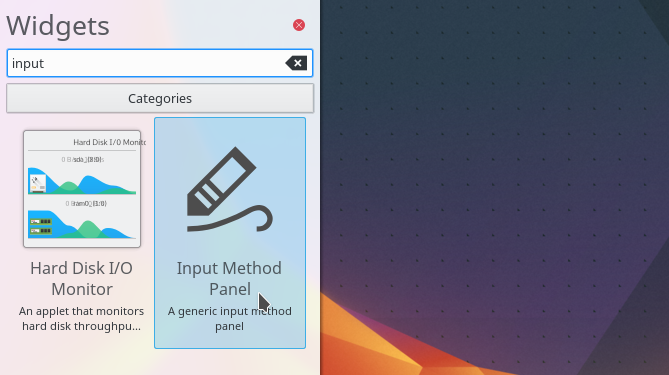 pannello del metodo di input di kde