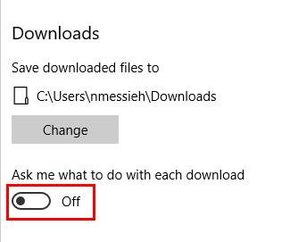 Come disabilitare il prompt di Microsoft Edge per il salvataggio dei download EdgeDownloads