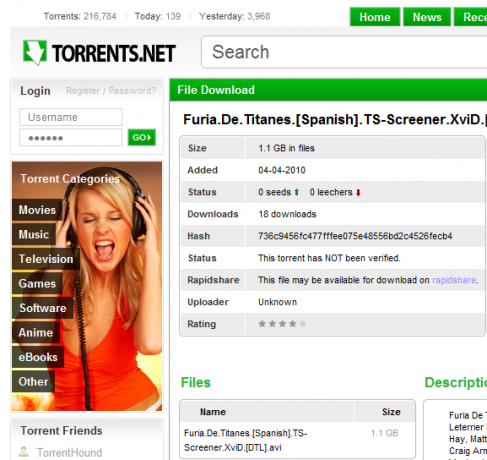 motore di ricerca di torrent verificato