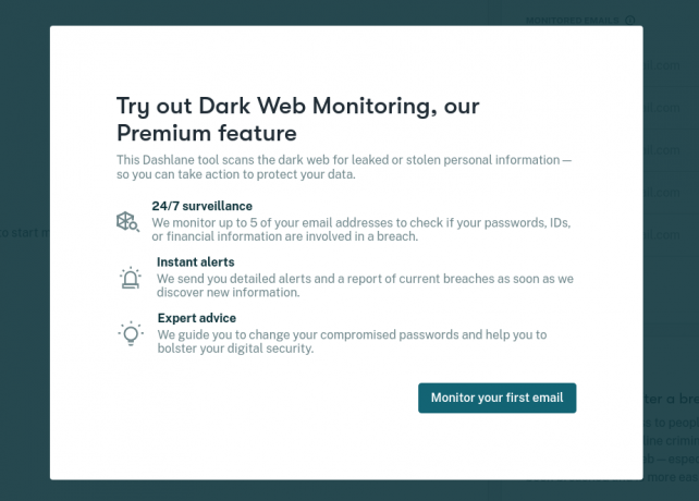 monitoraggio del web oscuro dashlane