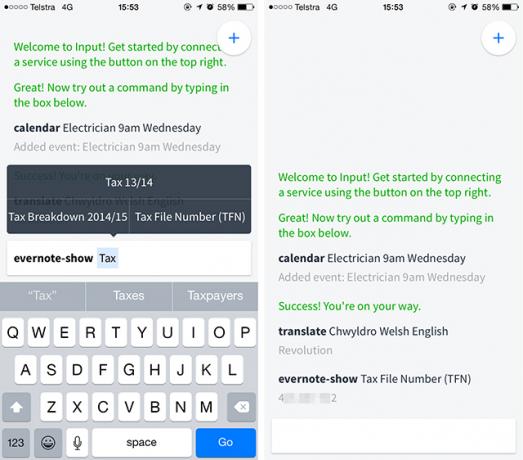 Input è una riga di comando di iPhone per Evernote, Gmail e molto altro