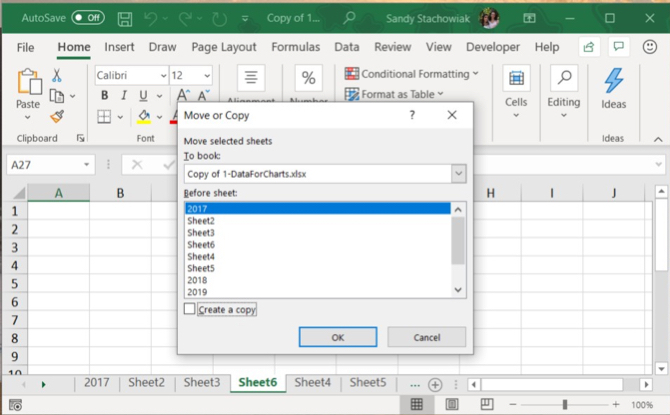 Scheda Sposta o copia di Excel