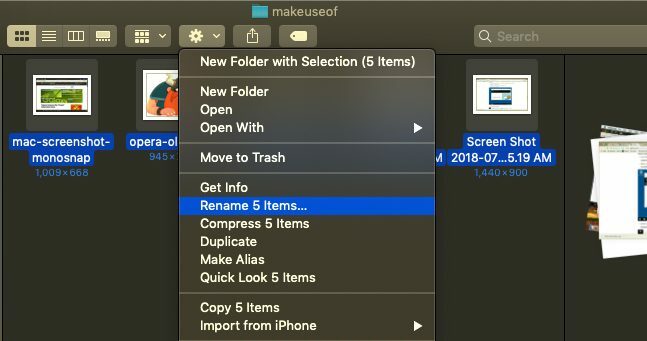 Rinomina più file su macOS Finder