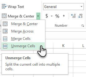 Unmerge Cells