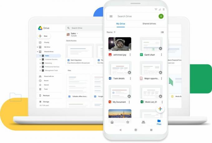 interfaccia utente di google drive