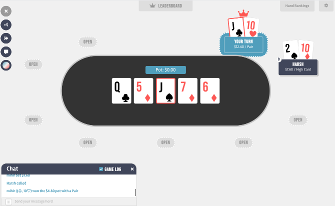 LiPoker è il modo più veloce per giocare a poker con gli amici, senza bisogno di iscrizioni o download