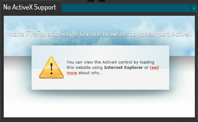 Nessun supporto ActiveX