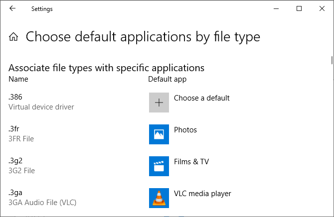 Windows 10 sceglie le app predefinite per tipo di file