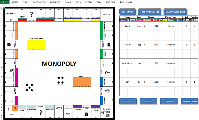 Gioco Monopoly Microsoft Excel