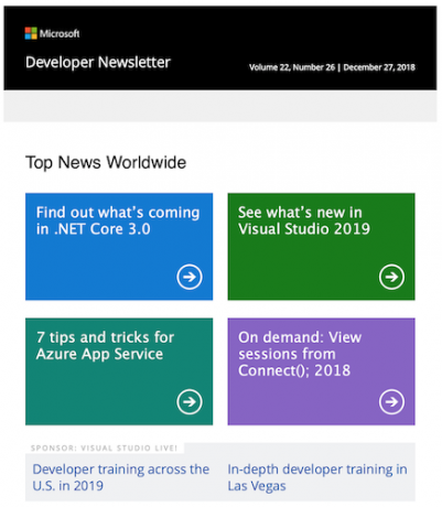 Newsletter sullo sviluppo di Microsoft