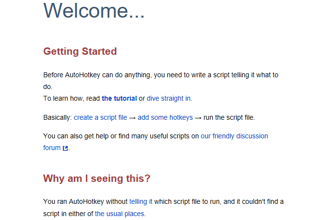 Documento di aiuto AutoHotkey benvenuto