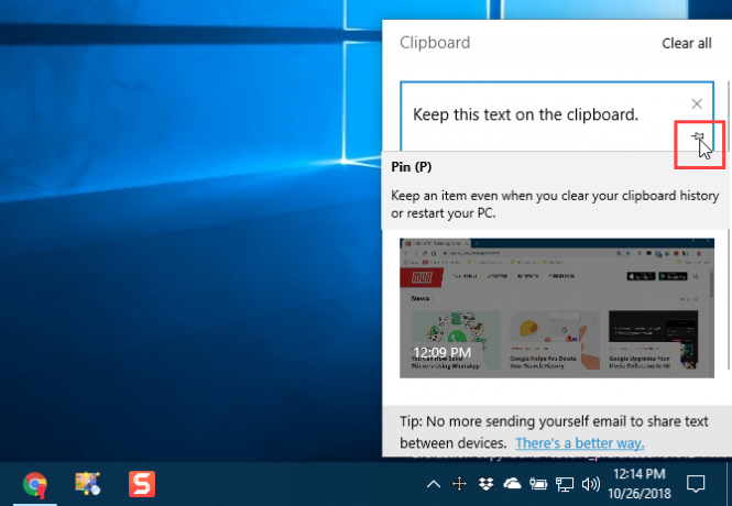 Appunta un elemento negli Appunti in Windows 10