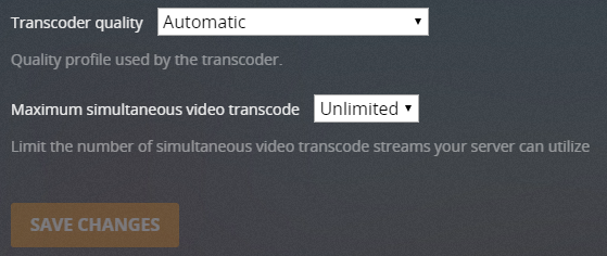 transcodifica video plex