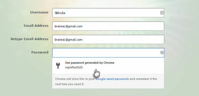 Genera automaticamente password in Chrome