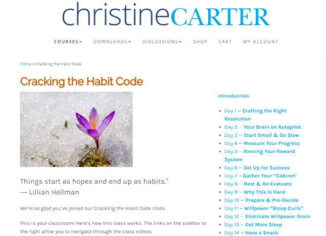 La sociologa Christine Carter tiene un corso di tre settimane gratuito per costruire o rompere le abitudini al Cracking the Habit Code