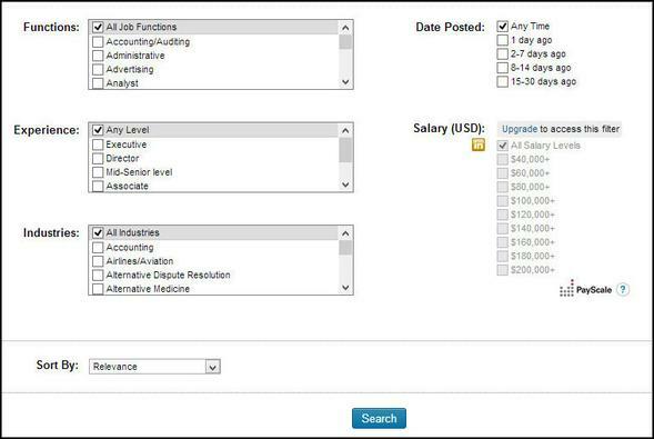 Come utilizzare LinkedIn per ricercare il tuo prossimo lavoro Ricerca di lavoro avanzata bottom LinkedIn1