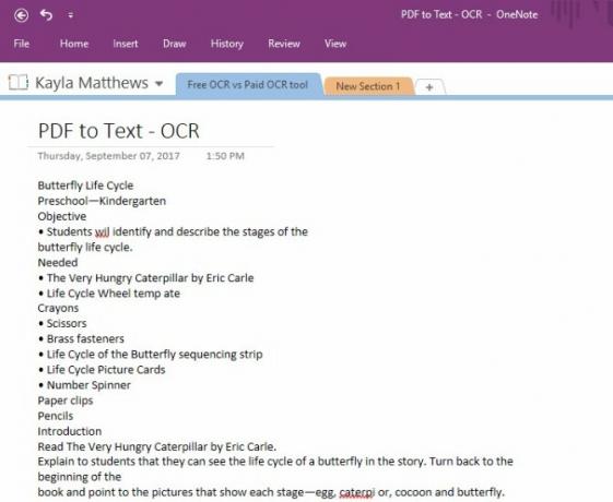 riconoscimento ottico dei caratteri onenote